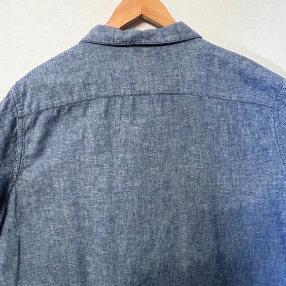 SONOMA Goods for Life Mens‎ Linen Blend Short Sleeve Button Up Shirt Blue XXL - Picture 9 of 10